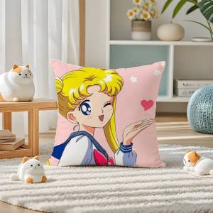 Bandai | Sailor Moon Ami Mizuno Anime Plush Pillow Cover Soft Short Plush Cushion Cover For Sofa Bedroom Home Decor Gift Decoration