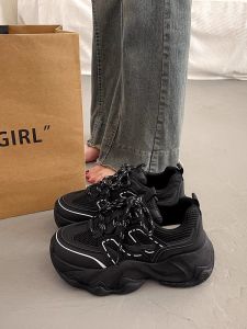 Womens Dad Shoes 2025 New Spring Autumn Thick Bottom Heightening Foot Small Versatile Mesh Breathable Casual Sports Shoes