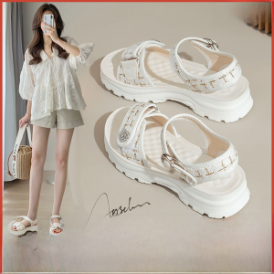 Leather Sandals Womens Summer Outdoor Wear Soft Bottom Versatile Comfortable Beach Shoes Anti-slip Casual Low Cut Slip-On