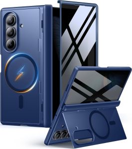 MOBOSI for Samsung Galaxy Z Fold 7 Case with Privacy Screen Protector [Compatible with Magsafe] [Built-in Kickstand & Full Body Hinge Protection] Magnetic Slim Phone Case for Z Fold7 Blue