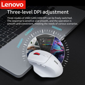 Lenovo | Lenovo Ergonomic Wireless Mouse 2.4G Rechargeable Silent Click Mice 3 Level DPI Big Battery Hidden Receiver For Laptop PC Office