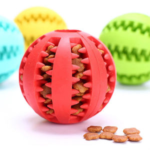 Dog Toy Ball Nontoxic Bite Resistant Toy Ball for Pet Dogs Puppy Cat Dog Pet Food Treat Feeder Chew Tooth Cleaning Ball