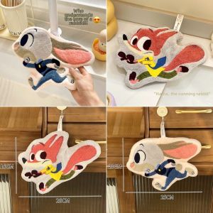 QIAOYANMEI | Hanging Coral Velvet Towel Animal City Cartoon