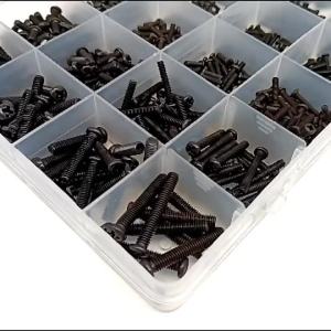 400/500/1010/2100X M1.2 M1.4 M1.6 M2 M2.5 M3 M4 Black Mini Micro Phillips Cross Pan Round Head Screw Bolt Nut Set Assortment Kit