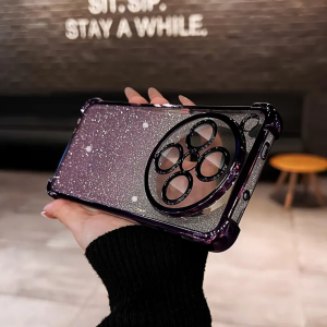 High Definition Gradient Electroplated Airbag Anti-fall Magnetic Attraction Phone Case for OPPO FindX7/Pro Simple Transparent Protective Cover