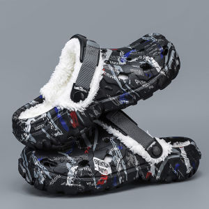 รองเท้าแตะบุขนสำหรับฤดูหนาวผู้ชาย รองเท้าแตะใส่ในบ้านแบบนุ่ม อุ่น รองเท้าแตะผู้หญิงสำหรับฤดูร้อน รองเท้าแตะแบบถอดได้ รองเท้าแตะบุขนกันลื่นสำหรับผู้ชาย รองเท้าแตะไซส์ใหญ่ 47