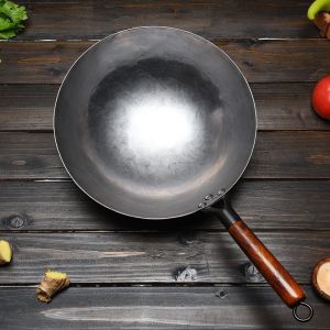 Handmade Shangqiu Iron Wok Traditional Style Non-Stick Cooking Pot for Gas Stove Rust Resistant Low Smoke Kitchenware Utensil