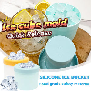 Vacaka Silicone Ice Cube Mold Creative Round Ice Bucket Ice Maker Holds Up to 60 Ice Cubes