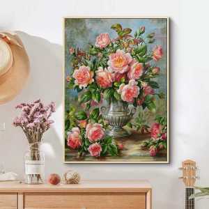 Rose Flower Diamond Painting Crystal Cross Stitch Living Room Entrance Simple Small Full Diamond Sticker Home Decor Artwork