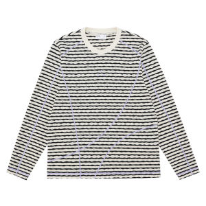FPA | Contrast Color Hassy Ripped Striped Long Sleeve Spring Autumn Round Neck T-Shirt