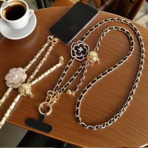 ปรับรอบบอลCrossbodyTelescopic BUCKLE Camellia Lanyardโทรศัพท์มือถือLanyard Pickup CHAINคอกระเป๋าโซ่โลหะมือถือ