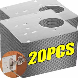 20/2pcs Cabinet Hinge Repair Plate Kits Stainless Steel Door Hinges Mounting Plate with Screw Furniture Fixing Brackets Hardware