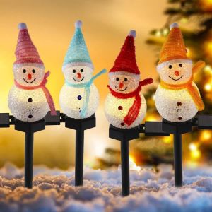 Christmas Solar Power Snowman Light Outdoor Waterproof Lawn Lamps Garden LED Garland Yard Fence Light For Holiday Decor