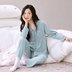 MiiOW | Couples Sleepwear Modal Cotton Long Sleeve Pants Simple Small Collar Open Cardigan Home Clothes Spring Autumn Catman MiiOW