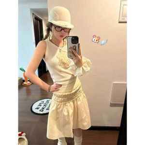 กระโปรงทรงเอเอวสูงเอวสูง กระโปรงทรงเอผู้หญิง กระโปรงสั้นทรงเอ กระโปรงสั้นจีบหวาน ฤดูใบไม้ร่วง 2025 กระโปรงทรงเอแบบใหม่