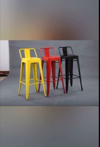 เก้าอี้บาร์ เก้าอี้บาร์เหล็ก เก้าอี้สตูล เก้าอี้บาร์ทรงสูง พร้อมพนักพิง ที่นั่ง 30x30cm วางซ้อนได้ 39x39x98cm รับน้ำหนักได้ 150kg