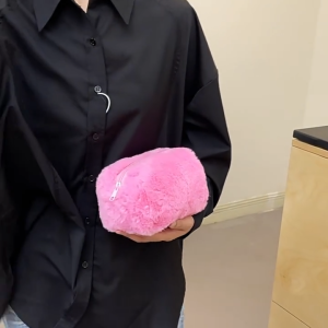 กระเป๋าเครื่องสำอางขนฟู สไตล์ปุย กระเป๋าเก็บเครื่องสำอาง เก็บของได้เยอะ พกพาง่าย (พร้อมส่ง) G3573