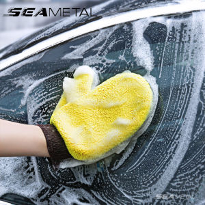 SEAMETAL Thickened Car Wash Gloves Super Absorbent Double-sided Coral Velvet Car Washing Gloves for Car Cleaning Household