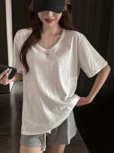 MiiOW | เสื้อยืดคอกลมแขนสั้นผ้าฝ้ายทรงหลวมสำหรับผู้หญิงในฤดูใบไม้ผลิและฤดูร้อน เสื้อชั้นในสไตล์เกาหลี MiiOW Cat Person