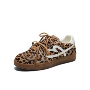 Belle | Dual Lace Thin Sole Leopard Pattern Training Shoes