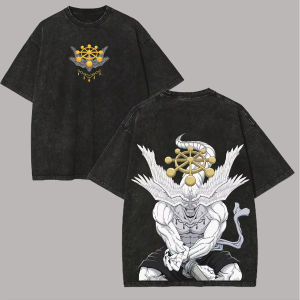 Bandai | Mahoraga T Shirt Jujutsu Kaisen Men Vintage Acid Wash Eight-Handled Sword Divine General Anime Graphic Retro Cotton Tee Shirt