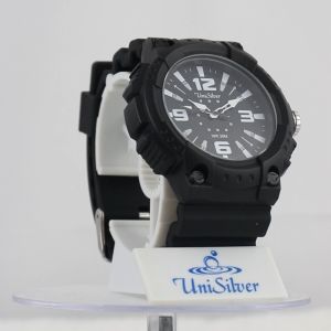 UniSilver TIME Gizmatics Mens Black/White Analog Rubber Watch KW1616-1001