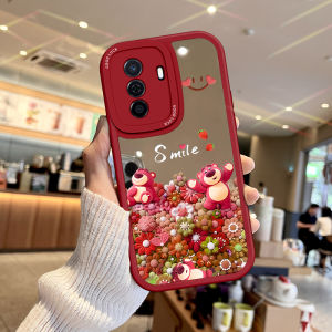 NAZHIMING | Strawberry Bear Mirror Design Cute Phone Case Complete Lens Protection Soft Silicone Shockproof