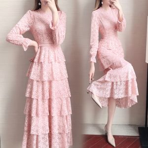 SUYE | Lace Elegant Long Dress Waist Cinching