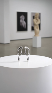 [SG] Sculpted Muse Metallic Silver Earrings | Abstract Statement Drop Earrings | Modern Artistic Jewellery | ear me out (EMO-244)