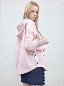 Juicy Couture | Lightweight Pink Hooded Patchwork Loose Top