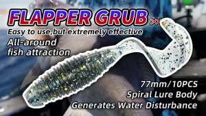 MEREDITH | MEREDITH Fishing Lure Flapper Grub Flapper Bait 77mm 6g 10pcs Soft Lures Silicone Artificial Plastic Bait