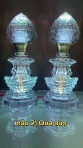 TẶNG DÂY ĐÈN 5M- Bộ 2 đèn thờ pha lê cục vàng đổi màu- nhiều mẫu-cao 25 cm nhiều chế độ sáng mạch led tuổi thọ cao đến 20.000 giờ  dễ dàng thay thế