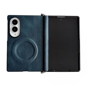 szhaiyu | For Samsung Galaxy Z Fold 8 Fold8 Wide Magnetic Luxury PU Leather Matte Case With Wireless Charge Magnet hinge Protect Hard Case