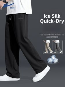 Warrior | Slim Fit Ice Silk Pants Mens Straight Leg Casual Trousers Quick Drying Sports Long Pants