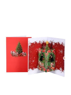 Christmas 3D Pop Up Cards Xmas Tree/Santa/Snowman Theme Creative Holiday Gift Party Favors Decorations Home Desk Ornaments