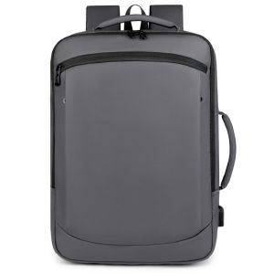 Mens Business Casual Commuter Large Capacity Laptop Backpack Leather Film Double Shoulder Bag USB Interface Travel Backpack