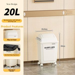 Large Capacity Square With Wheels Trash Can