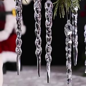 12Pcs Shining Snowflake Christmas Tree Hanging Pendant Clear Simulation Ice Pendants Winter Xmas Navidad Christmas Tree Decor
