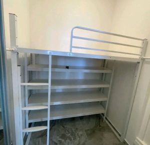 Loft bed customize with shelf for helper room singapore /bomb shelter/store room/unity