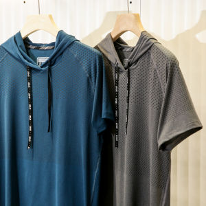 Bắc Âu Đặt Hàng Thể Thao Chuyên Nghiệp Loại Thấm Hút Mồ Hôi Nam Có Mũ Áo Thun Nữ Tay Ngắn Mùa Hè Cổ Chất Lỏng