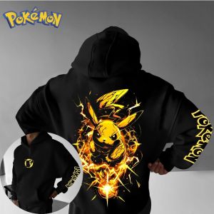 2025 Anime Pokémon Pikachu Front and Rear Printed Hoodie Top Mens and Womens Autumn/winter New Harajuku Casual Trendy Sweater
