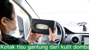 SEAMETAL Tempat Tisu Mobil Kotak Tisu Kulit Mobil Tempat Tissue Sunvisor Gantung Car Visor Box Tisue Serbaguna - Hitam