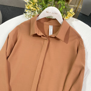 Casual Loose Long Sleeve Shirt Spring Autumn Office Simple Elegant Drapey Wide Leg Pants Breathable Polyester Womens Clothing