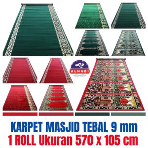 Alhadi Karpet Masjid MEDGRA SHABEL 1 Roll Ukuran 570 x 105cm Tebal 9mm Halus dan Empuk Sajadah Roll Mushola Turki Best Seller