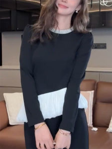 QINGNAER | French Audrey Style Luxe Plus Size Long Sleeve Knit Top