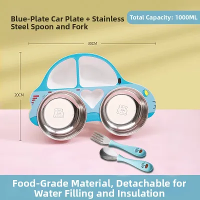 Kurming | Non-slip Suction Insulated Stainless Steel Baby Plate