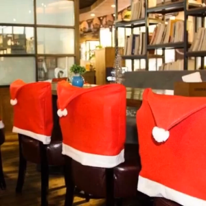 2025 Christmas Chair Covers Red Santa Claus Hat Chair Back Covers Home Party Dining Table Seat Decor