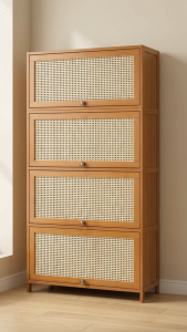 ACTIVEONE 4 Tier Bamboo Almari Penyimpanan Bookself Organizer Rak Buku Display Kitchen Cabinet Household Storage Rack Sideboard - Fulfilled by ACTIVEONE