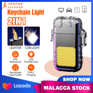 Flashlight Lighter Mini Keychain Rechargeable 3 Modes COB Light Waterproof Camping Emergency Light Gift Flashlight Flameless Lighter