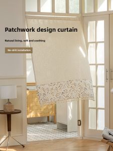 Japanese Style Door Curtain Blocking Curtain Partition Curtain Warmth Windproof Bedroom Kitchen Mosaic Floating Window Light Blocking Home Use Cloth Art Curtain